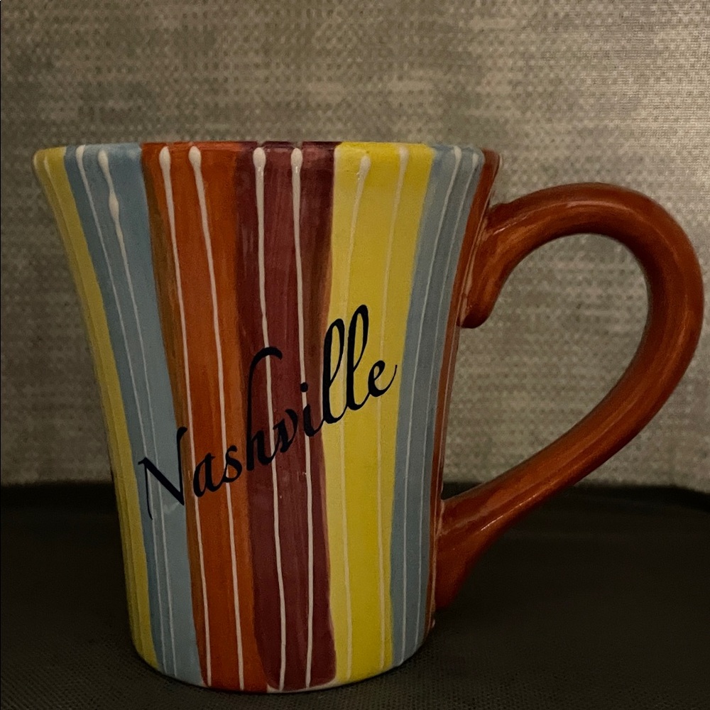 Gibson Nashville Mug with Blue, Yellow, and Brown Stripes